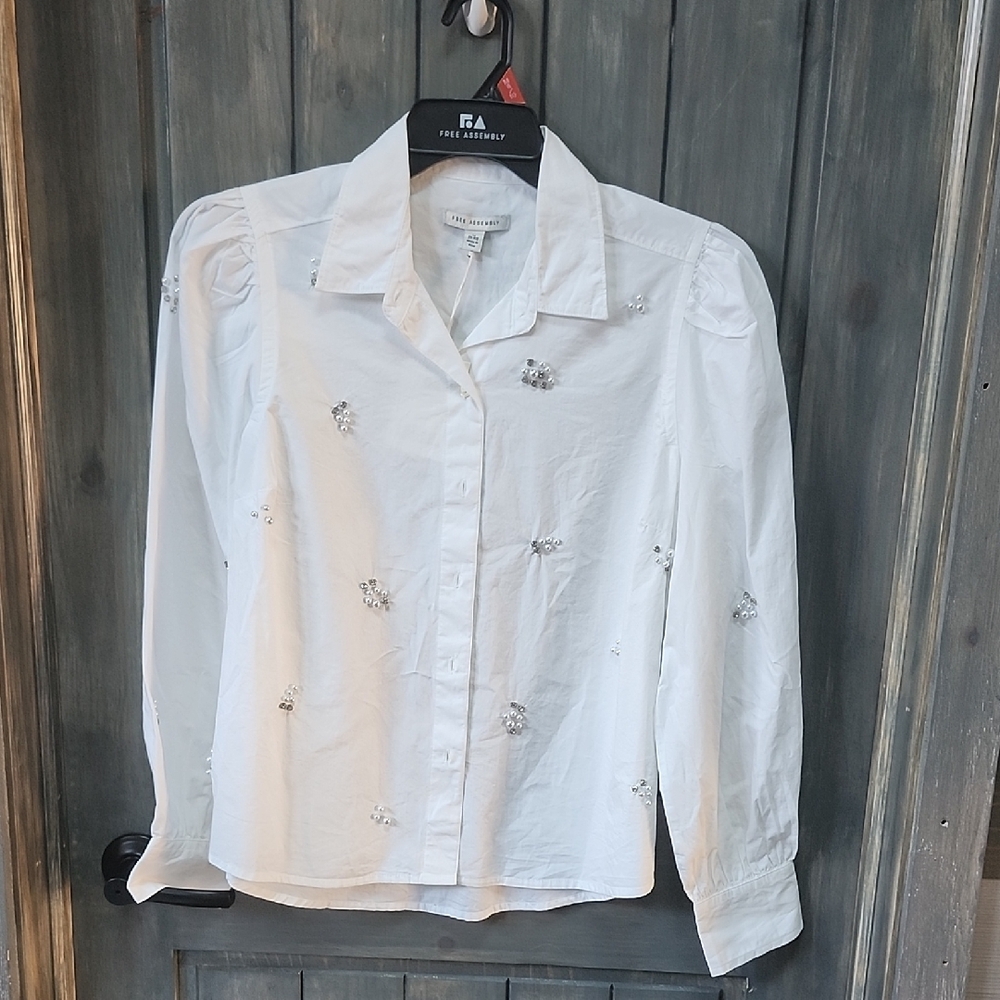 Chic White Embellished Blouse by Zara